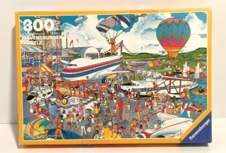 Vintage 1989 Ravensburger 300 Pc Puzzle Air Show French Clear Line Cartoon Vhtf