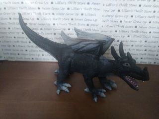 2005 Toy Major Trading Co Black Horned Winged Dragon Lizard Figure Figurine