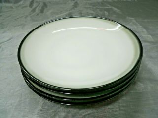 Sango Nova Black 4932 Set Of 4 - 8 1/4 " Large Salad Plates Stoneware Dinnerware