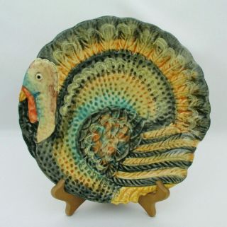(1) Italian Ceramic Hand Crafted & Painted - 11 " Thanksgiving Turkey Plate