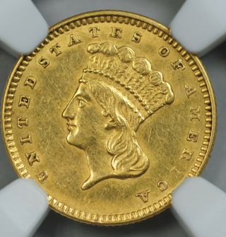 1856 Slanted 5 Gold Dollar Ngc Au Details Lovely Coin