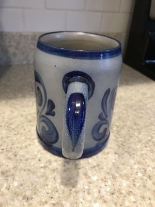Handarbeit Stoneware Pottery Mug Stein Blue Gray Salt Glaze 16 OZ 3
