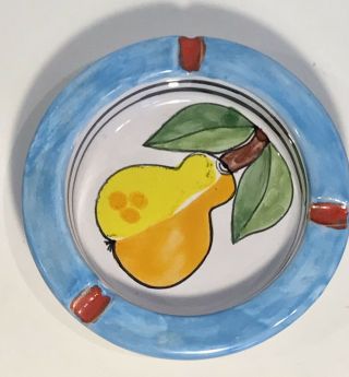 Nino Parrucca Italy Hand Painted Ashtray Trinket Bowl Dish Pear Colourful 12.  5cm