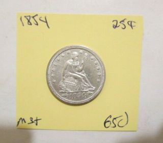 1854 Seated Liberty Quarter With Arrows Looks Unc To Better You Grade Kcs