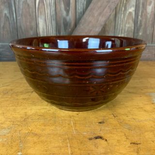 Vintage Marcrest Daisy Dot 9 " Mixing Nesting Bowl Brown Oven Proof Stoneware