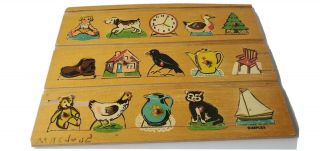 Simplex Tray Wood Puzzle Everyday Items Vintage Educational Holland