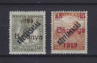 Baranya Hungary 1919,  Serbian Occupation,  2 Better Stamps,  Mi 44 - 45 Mlh
