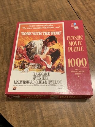 Puzzle - Gone With The Wind - Milton Bradley 1000 Piece 1990 50th Anniversary