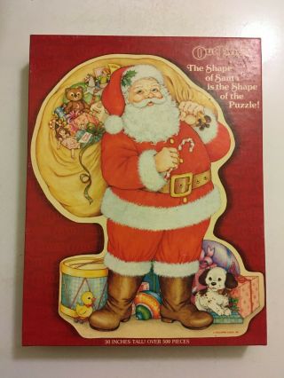 Vintage Springbok Hallmark Outlines Santa Shaped Puzzle Christmas 30x24 Complete