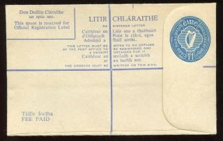 Ireland - 1962 - Postal Stationery - 1/1 Registered Envelope - Fai Eu7b F