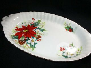 Service Cookie Tray Plate Royal Albert Poinsettia Red Flowers Christmas Roses