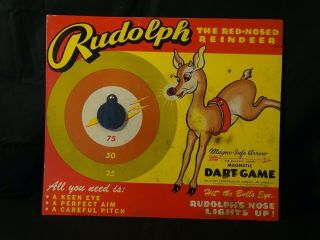 Vintage Rudolph The Red Nosed Reindeer Light Up Magnetic Dart Game,