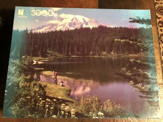 Vintage Mb Magnum 3000 Piece Jigsaw Puzzle Mt Rainier National Park,  Wa.  Complete