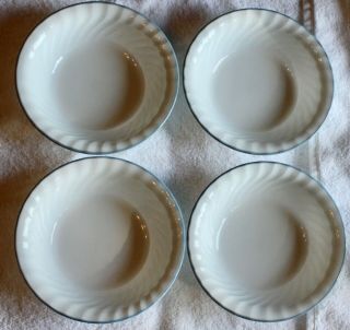 Set Of 4 Morning Blue (corelle) Dishes Swirl Cereal Bowls 7 - 1/4” Euc