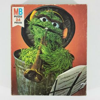 Vintage 1983 Milton Bradley Sesame Street Muppets Oscar The Grouch 24pc Puzzle