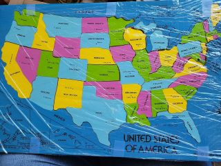 Authentic Map On Wood Of The United States 1975 Judy/instructo - Vtg