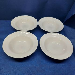 Thomson Pottery " Bianca " Set/4 White Rimmed Soup/cereal Bowls Retired 2021 Euc