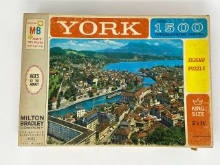 Vintage Milton Bradley York King Size 1500 Puzzle Springfield Massachusetts 4335