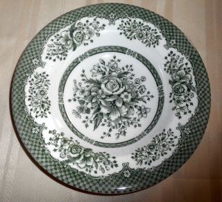 English Ironstone Tableware Kew Gardens Green Floral Rimmed Soup Bowl Plate