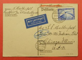1928 Germany Graf Zeppelin Flight Card To Usa