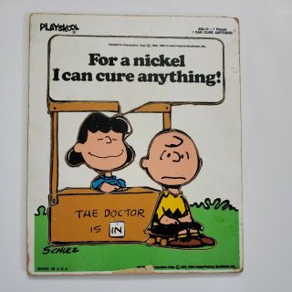 Vintage Playskool Wooden Puzzle Peanuts Charlie Brown Comics Lucy Some Wear Usa