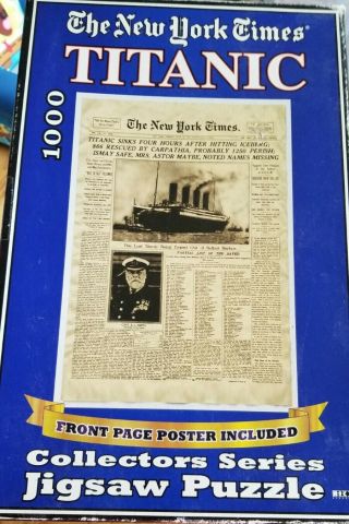 York Times Newspaper Titanic Sinks 1000 Pc Jigsaw Puzzle W/poster