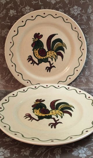 Rooster Dinner Plates,  Poppytrail California Provincial 10” By Metlox Set Of 2