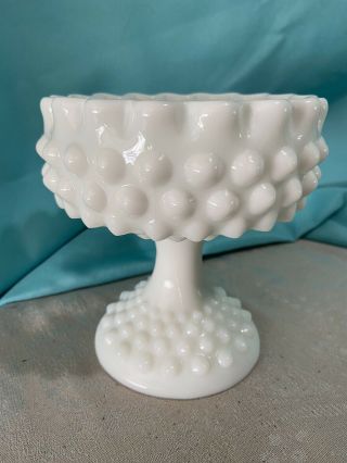 Fenton Hobnail Milk Glass Footed/pedestal Candy Dish - No Cover