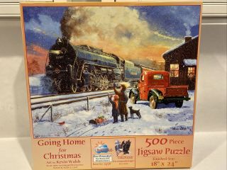 Sunsout Going Home For Christmas 500 Piece Jigsaw Puzzle Kevin Walsh Train Snow