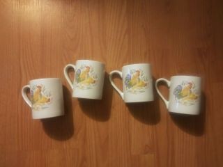 Set Of 4 Corelle Coordinates Country Morning Rooster Mugs/cups Stoneware,  Euc