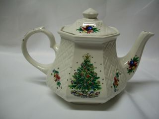 Vintage James Sadler Christmas Eve Salem Series Porcelain Teapot England