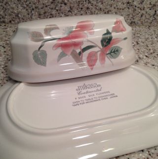 MIKASA Continental SILK FLOWERS Pattern 1/4 POUND COVERED BUTTER DISH 3