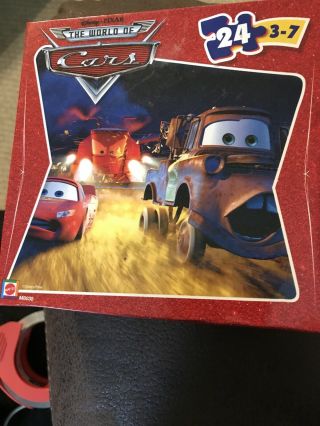 Disney Pixar The World Of Cars 24 Piece Puzzle Ages 3 - 7 By Mattel