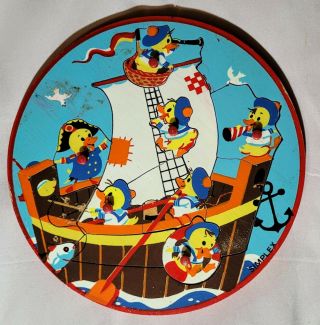 Vintage Simplex Puzzle Pirate Ducks Wooden Holland Euc
