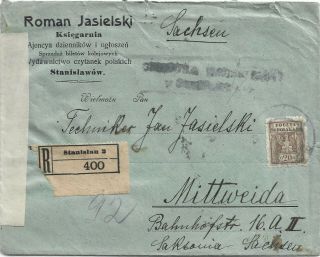 1919 Poland Germany Registered Censoerd Cover Advertise Stanislawow