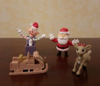 Clarice Reindeer 4 Figure Set W/ Santa,  Sleigh,  Jack