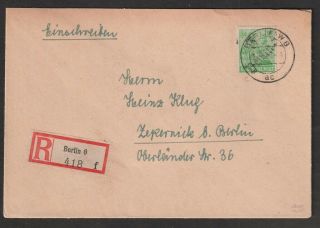 Germany Soviet Zone 1949 Registered Cover 3 Berlin Overprint On 84pf Cv €130