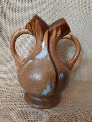Faiencerie Thulin Wedding Vase Art Pottery Belgium Drip Glaze Side Handles Mcm