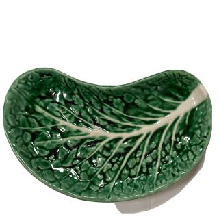 Secla Portugal Pottery Green Cabbage Leaf Crescent Salad Plate 7 "
