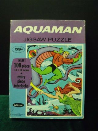 Vintage Aquaman 100 Pc.  Jigsaw Puzzle By Whitman Dated 1968