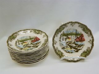 11 Vintage Johnson Brothers Friendly Village The Ice House Saucers