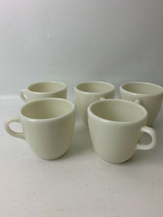 Set Of 5 Vintage Corning Ivory White Coffee/tea Cups Made In Usa
