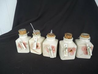 Robert Gordon Pottery Orchard Apple Blossom 5 Spice Containers Canister