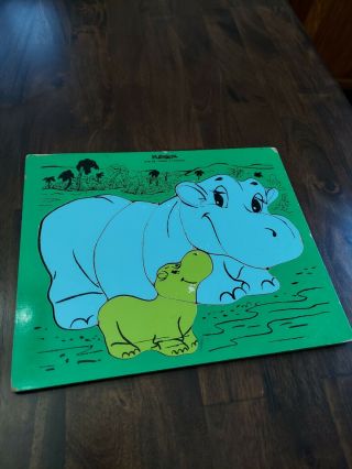 Vintage Playskool Pre - School Puzzle 275 - 38 Hippo 7 Piece Normal Wear