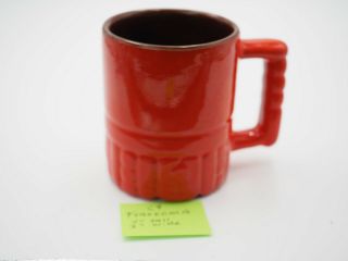 Vintage Frankoma Mayan - Aztec Pottery Coffee Mug Cup Flame Red C - 4 Great Conditio