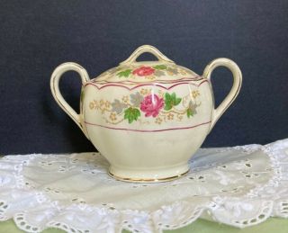 Vintage Cream Petal Grindley England Swansea Rose Pattern Sugar Bowl & Lid