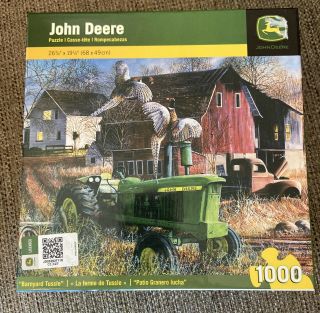 John Deere Diesel Tractor 1000 Masterpiece Puzzle Barnyard Tussle Barn Birds
