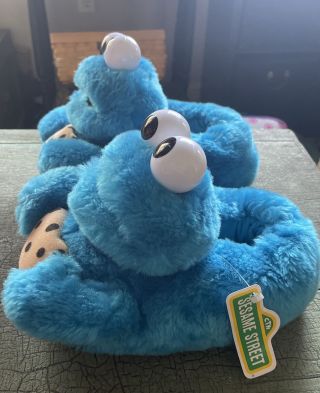 Cookie Monster Collectibles - Sesame Street Plush Slippers Nwt Size S 5 - 6