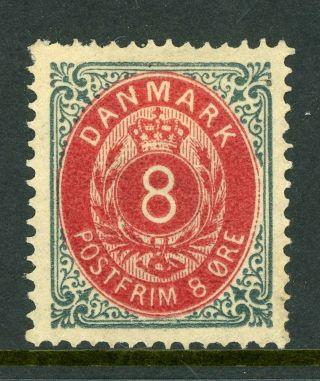 Denmark 1875 Numeral 8 Ore Slate & Carmine Scott 28 O29