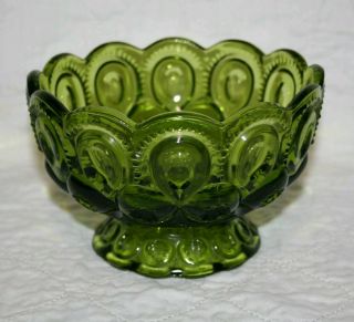 Vintage Le Smith Green Moon And Stars Footed Candy Bowl
